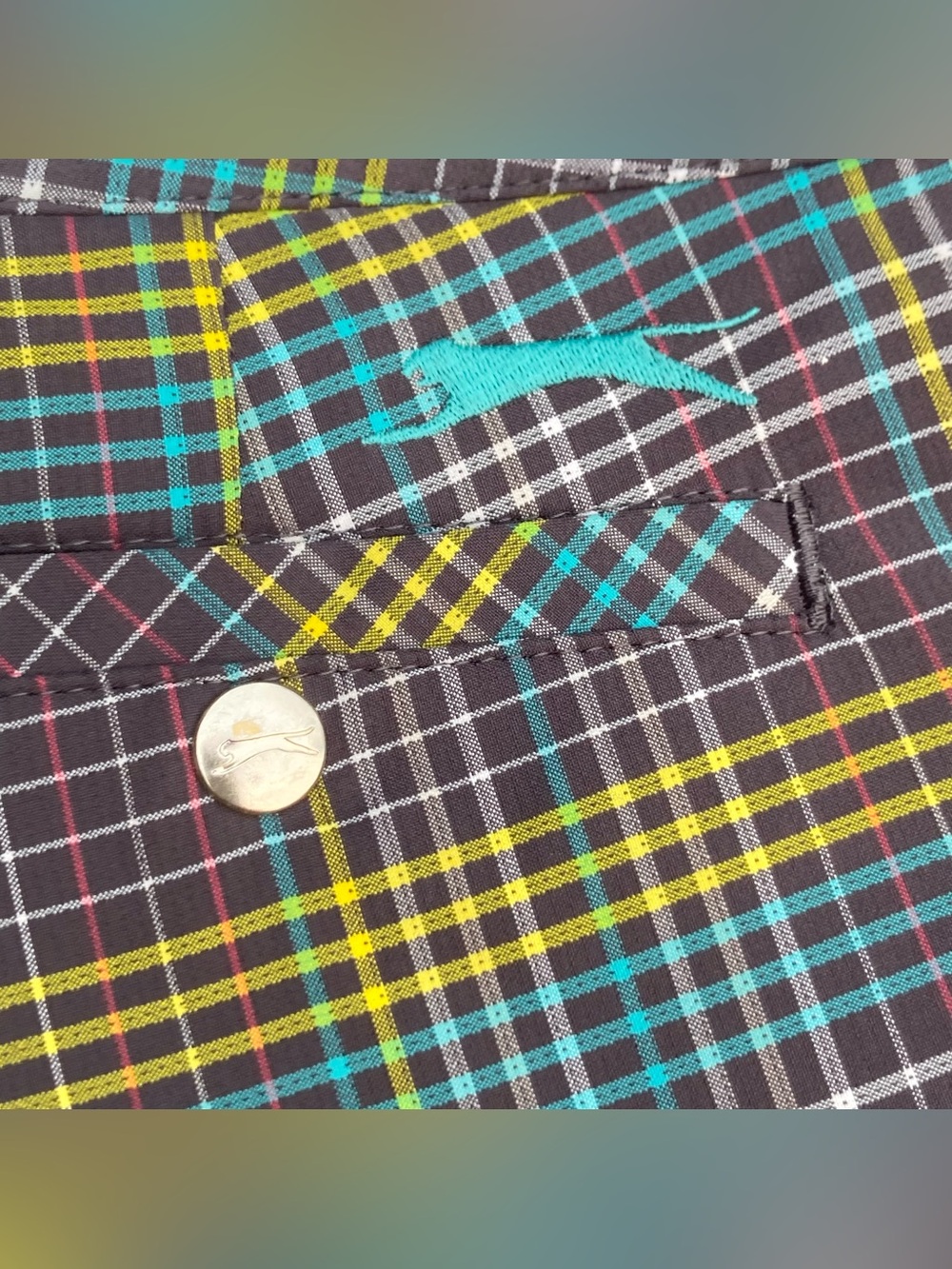 NEW Slazenger Plaid Hydro-Dri Performance Golf Shorts, Sz 6, Nine Iron Gray - Picture 5 of 14